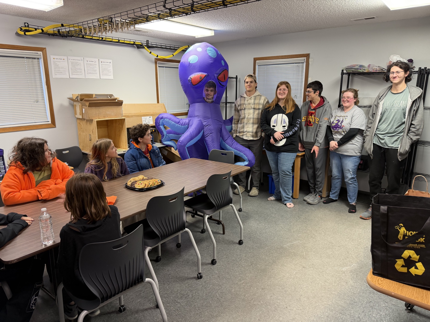 Girl Scouts visiting the Octobots practice space