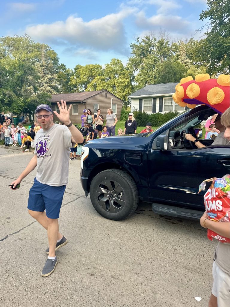 Waving to the crowd